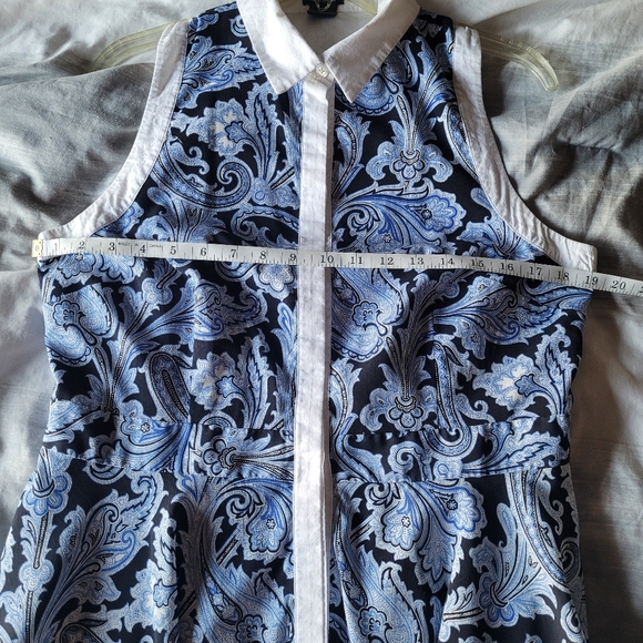 Ann Taylor Blue Paisley Button down dress Sz 10 - Picture 3 of 7
